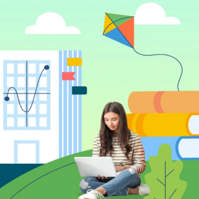 Child reading in a library